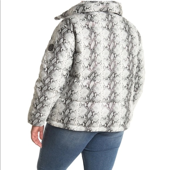 NOIZE Jozy Snake Print Vegan Faux Leather Puffer Jacket 1X NWT - Picture 3 of 14